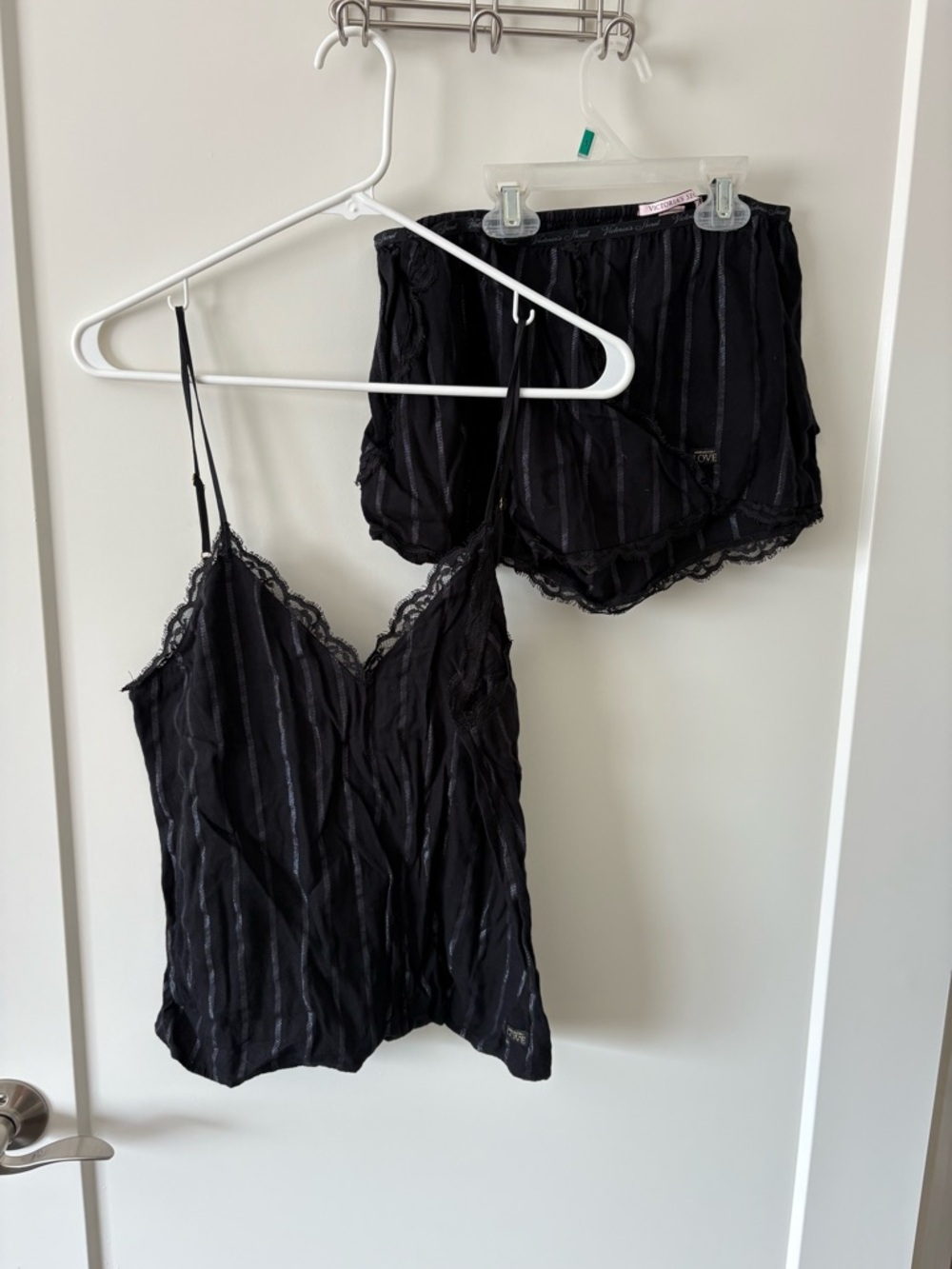 Victoria’s Secret Black Lace-Trim Cami & Shorts Sleep Set